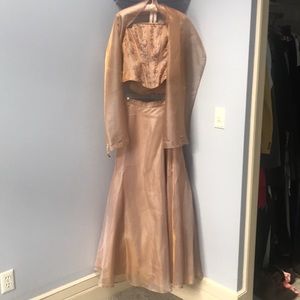 3 piece beaded bridal gown strapless top w/ shawl